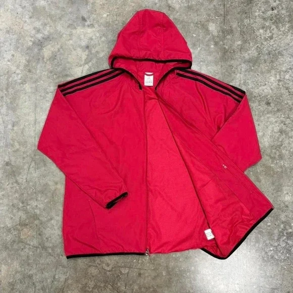 Adidas Red & Black Full Zip Y2K Windbreaker Size XL - Picture 2 of 5